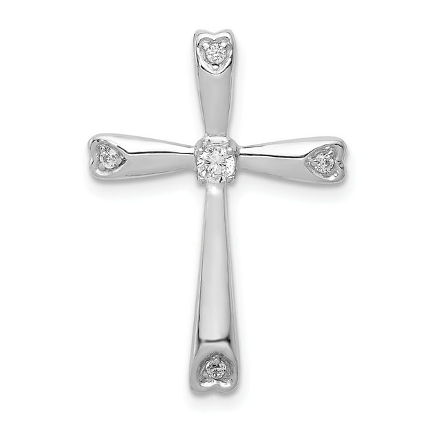 Details about   Real 14kt White Gold 1/10ct Diamond Cross Chain Slide 